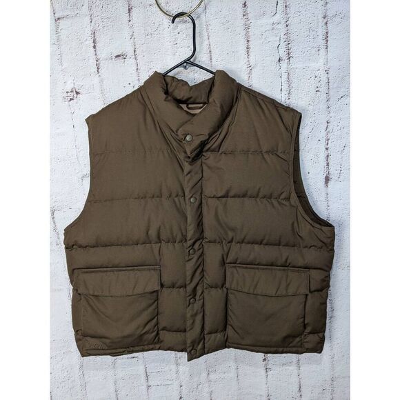 Cabelas Puffer Goose Down Vest‎ Men's 2XL Brown Gorpcore Outdoor Workwear - Picture 1 of 8